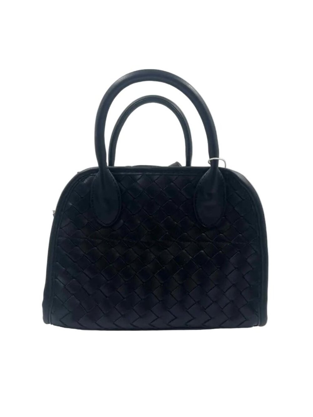 URBAN EXPRESSIONS Woven Black Vegan Leather Handled Satchel Purse w/Crossbody